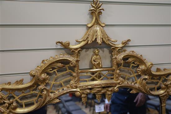 A Chinese Chippendale giltwood overmantel, W.4ft 2in. H.3ft 6in.